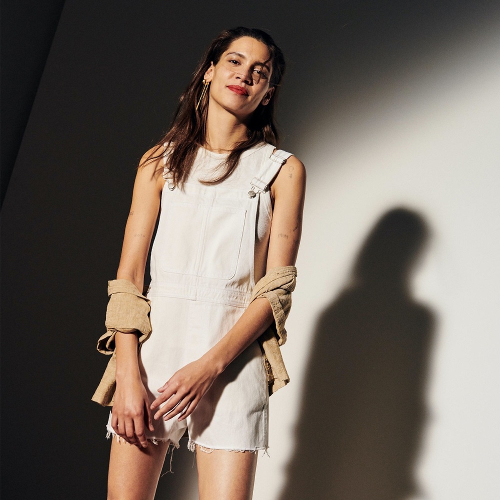 Adirondack Short Overalls in Tile White